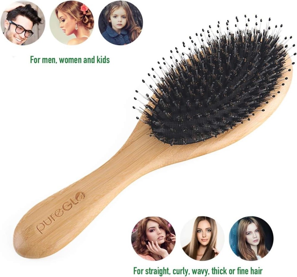 PureGLO Natural Bamboo Paddle Hair Brush
