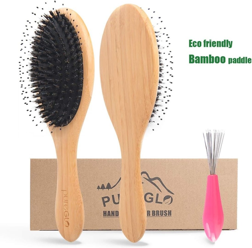 PureGLO Natural Bamboo Paddle Hair Brush